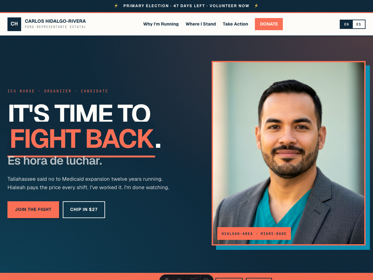 Carlos Hidalgo-Rivera campaign site preview